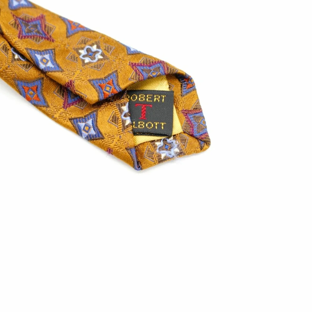 Robert Talbott Best Of Class Nordstrom Silk Tie Brown Woven Geometric Floral USA